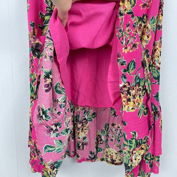 Oddy | NWT Pink Floral Textured Cross Back Knee Length Swing Dress - Picture 6 of 10